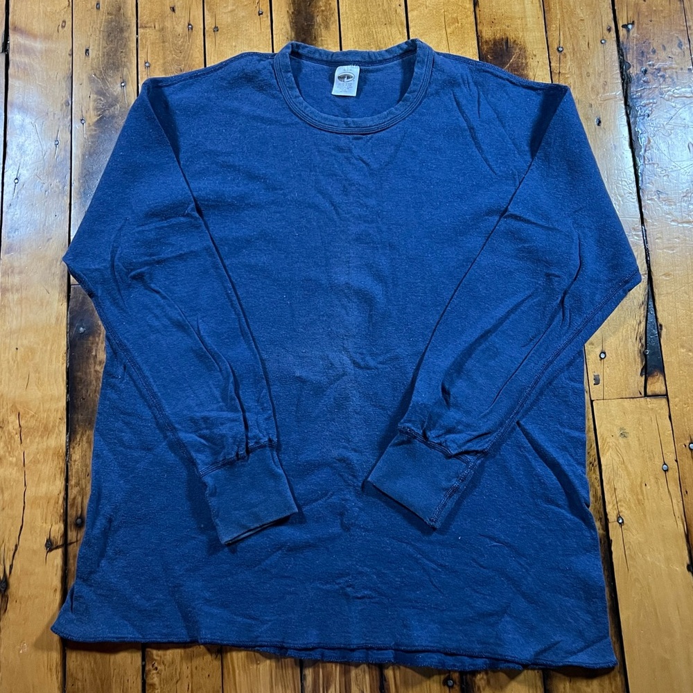 Vintage Duofold Size XL Tall Base Layer Wool Blend Crewneck Pullover Blue Faded